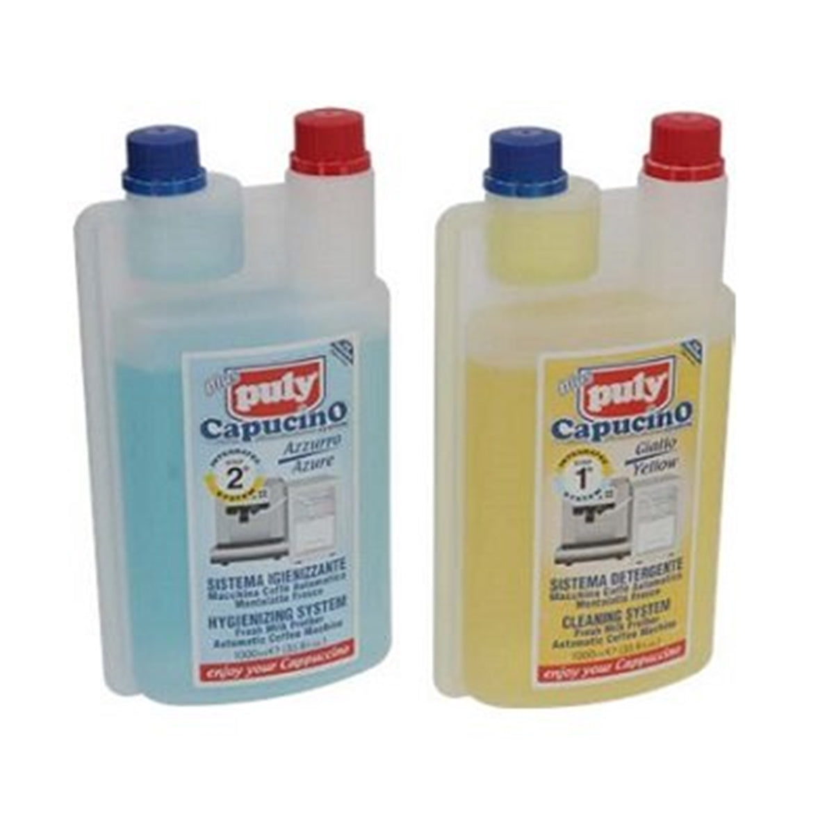 Puly Caff Milchsystemreiniger PULY CAPUCINO System 2-stufig bestehend aus: Reiniger / Klarspüler 2x1l