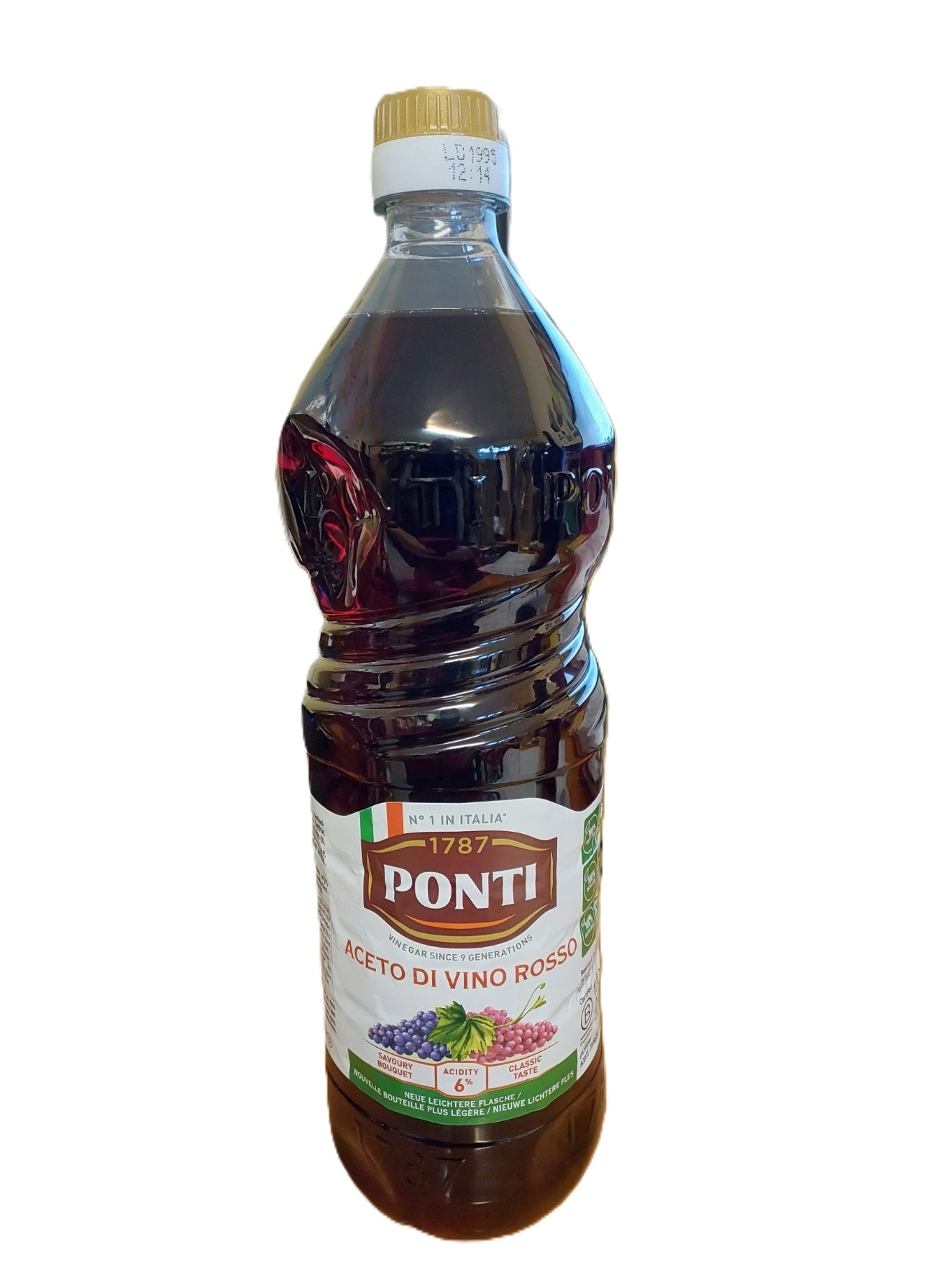 Ponti Aceto di Vino Rosso, rubinrote Farbe, der Klassiker, 1 L