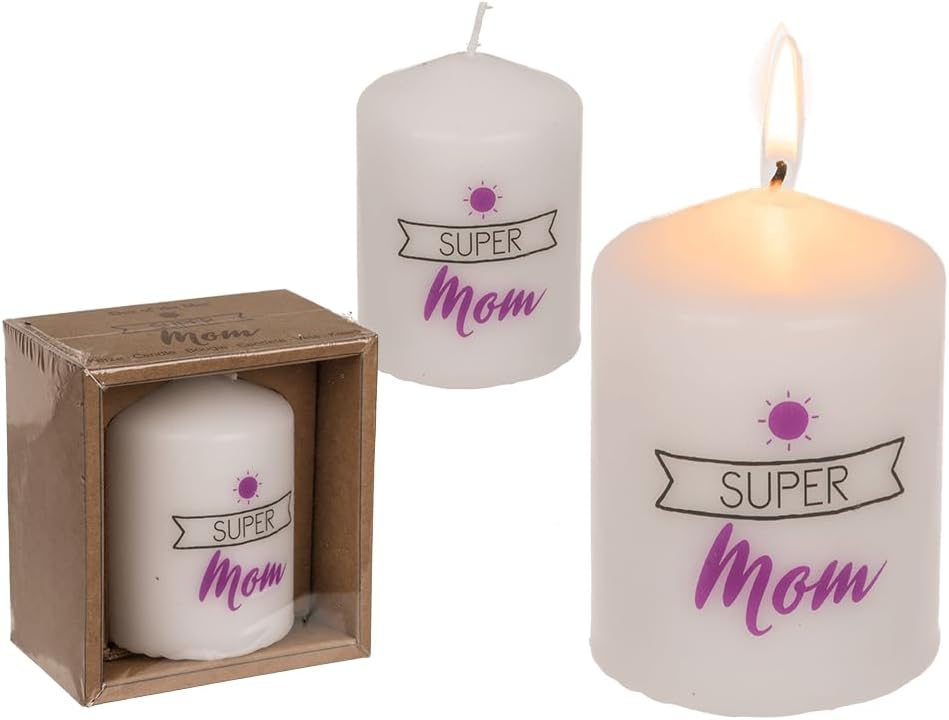 Out of the Blue Stumpenkerze "Super Mom" – Herzliches Geschenk für Mütter - Preis pro Stück