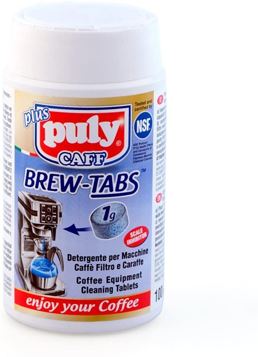 Puly Caff PLUS Brüh-Tabletten 100 x 1g Reinigungstabletten für Kaffeemaschinen, Aufbrühkannen, Pressstempelkannen, Glaskannen, Karaffen, Kaffeebechern und Zubehör z.B. Siebträger und Siebe
