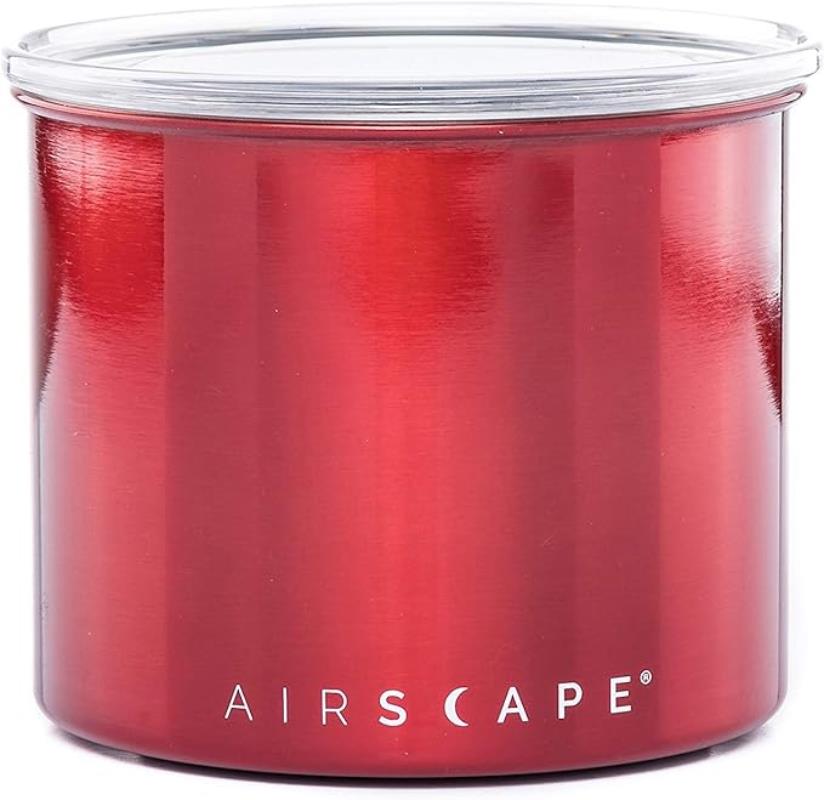 Airscape Edelstahl-Kaffeebehälter 900 ml – Vakuum-Vorratsdose mit patentiertem Deckel – Apfelrot