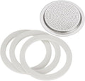 Bialetti Ersatzteil-Set 6 Tassen: 3x Dichtung 72mm & 1x Aluminiumfilter – Weiß