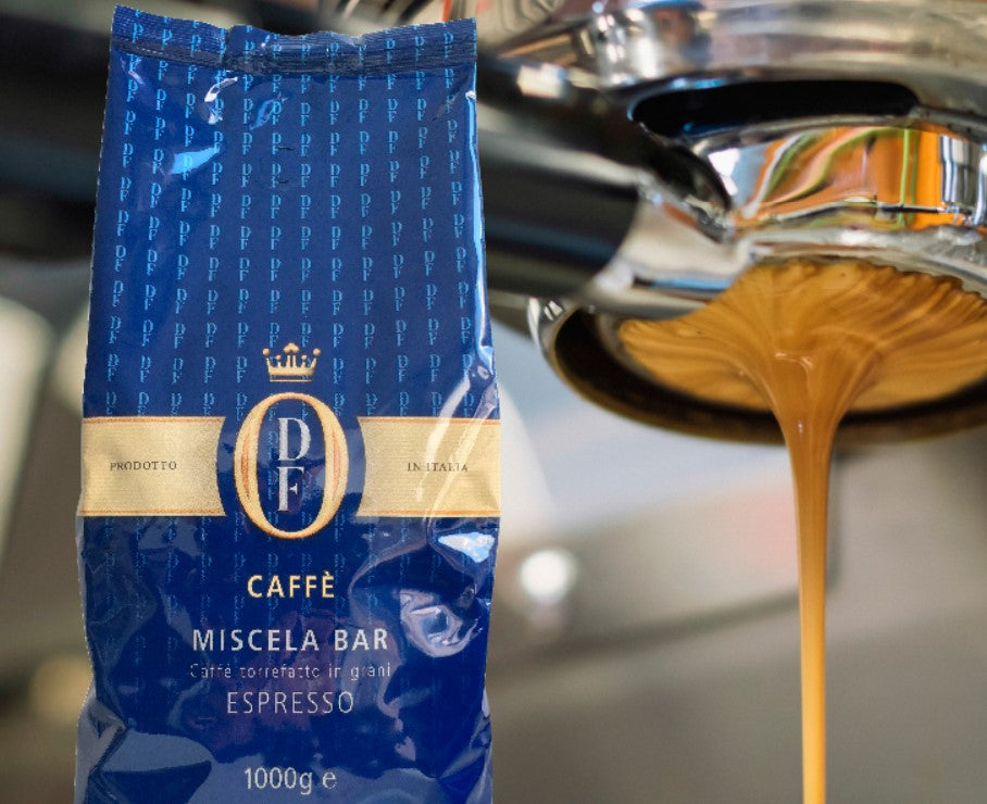 DF De Francesco Caffè Miscela Bar 1 kg ganze Bohne – Intensiver Espresso mit Schokoladennote
