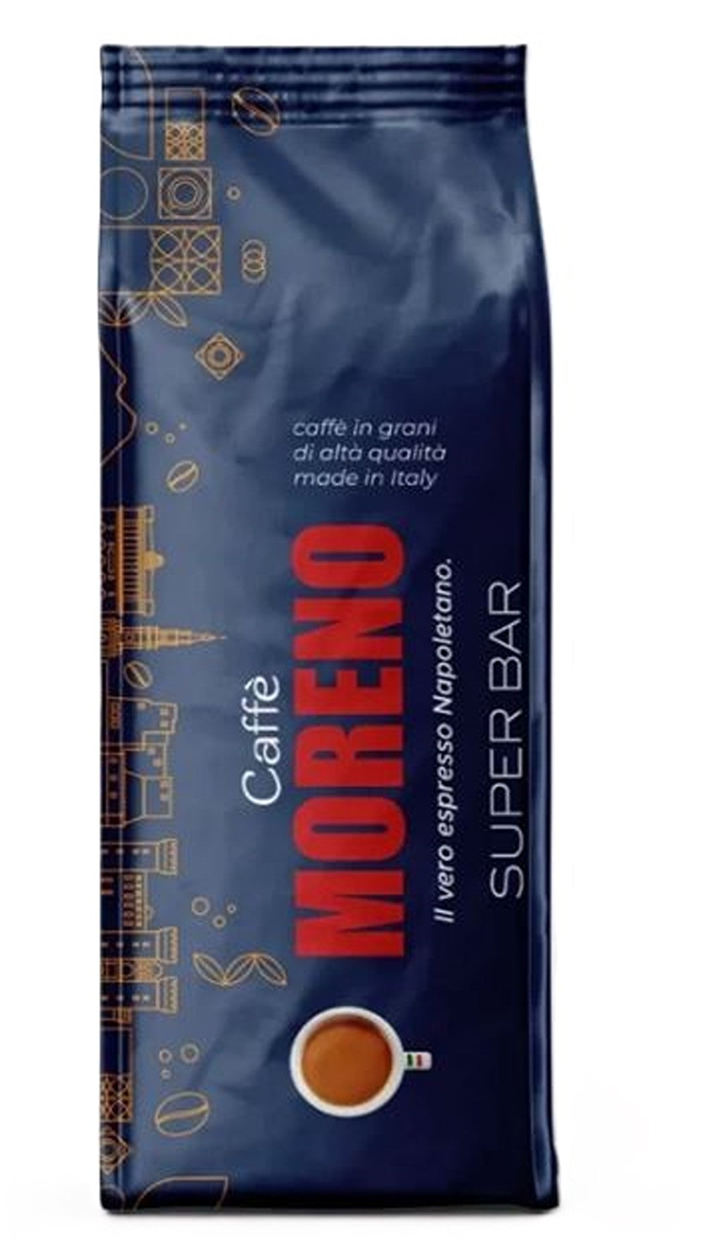 Moreno Super Moreno 1 Kg ganze Bohne 8 Ländermischung, langanhaltende Crema