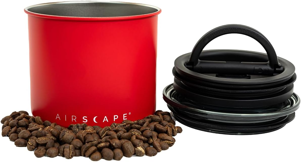 Planetary Design Airscape Kaffeedose Edelstahl 0,95 l Matt Rot – Luftdichter Lebensmittelbehälter