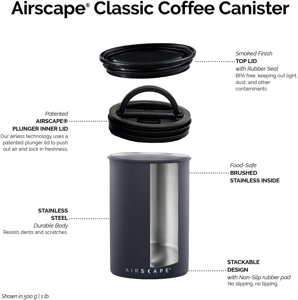 Planetary Design Airscape Kaffeedose Edelstahl 0,95 l Matt Rot – Luftdichter Lebensmittelbehälter