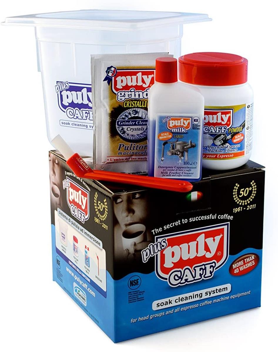 Puly Caff Pflegeset mit Wanne, Puly Caff Pulver, Puly Caff Milk, Bürste