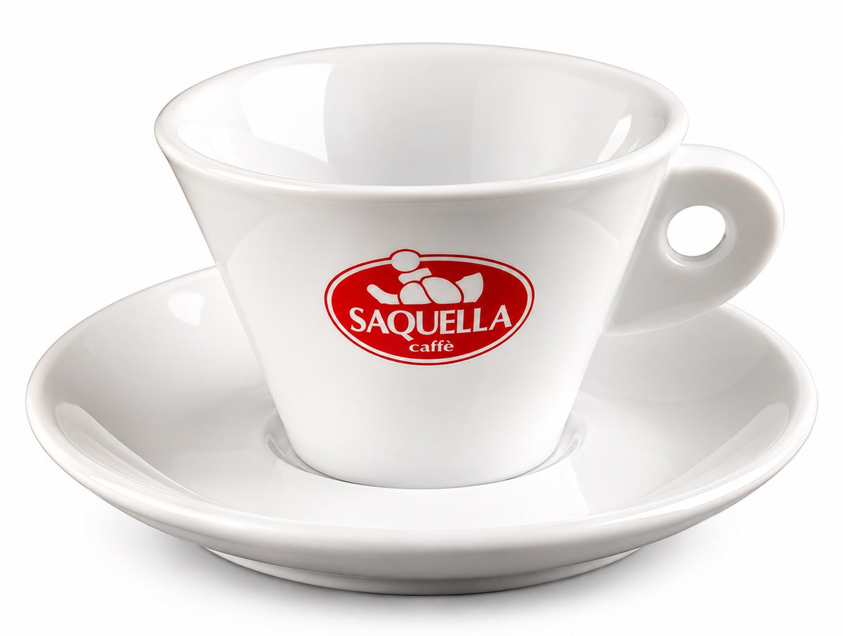 Saquella Cappuccinotasse mit Unterteller Porzellan für Zuhause Barista