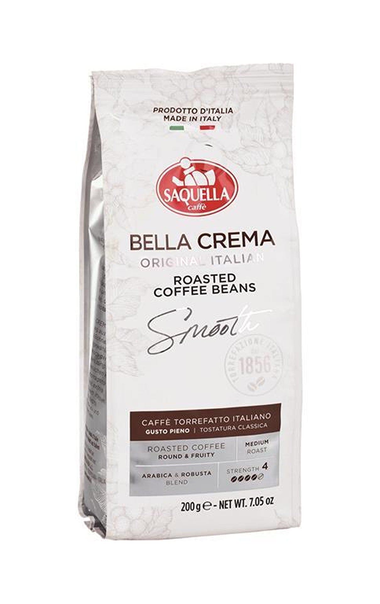 Saquella Espresso Bella Crema - 200 g Ganze Bohne - abgerundet, fruchtiges Aroma