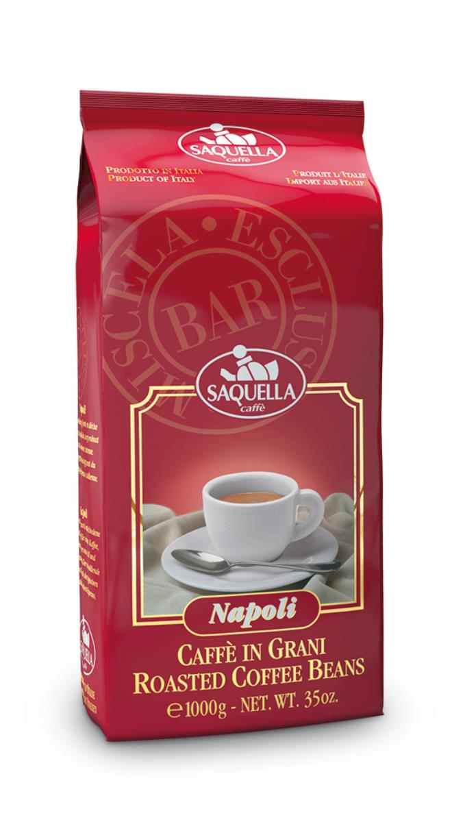 Saquella Espresso Napoli BAR aromatisch, stark, leichte Schokoladennote 1 Kg ganze Bohne