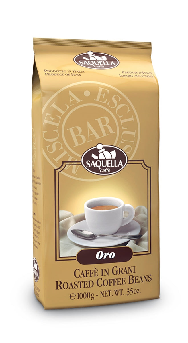 Saquella Espresso Oro Bar 1 kg ganze Bohne – Intensives Aroma & wenig Koffein