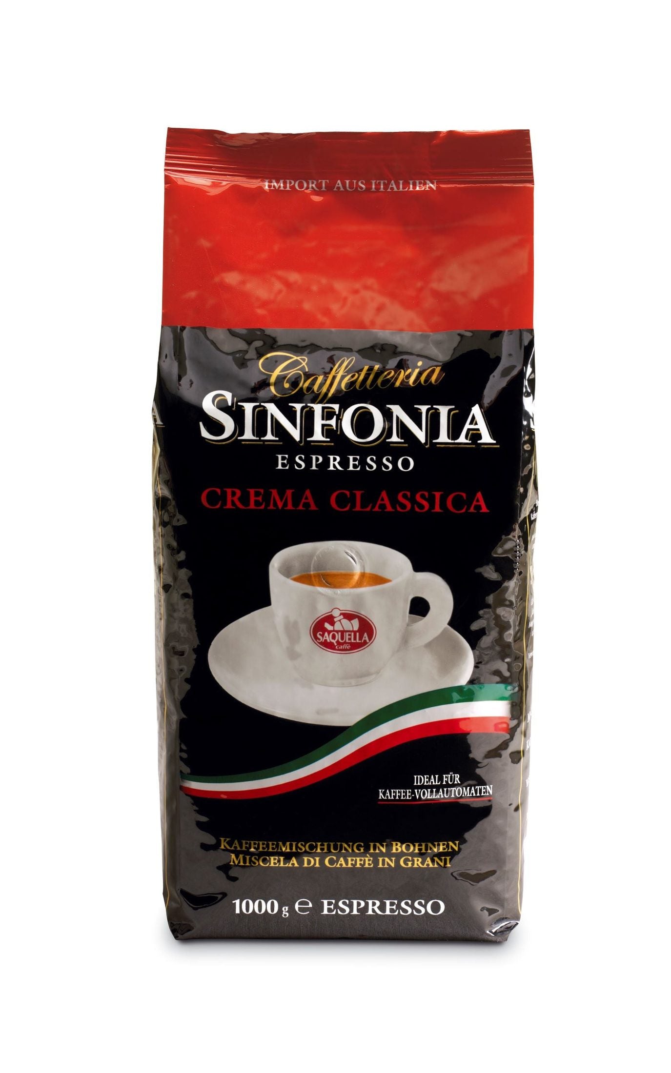 Saquella Espresso Sinfonia Crema Classica – 1kg Bohne – 65% Arabica / 35% Robusta