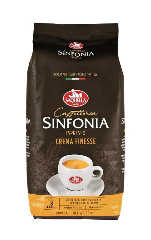Saquella Espresso Sinfonia Crema Finesse 100% Arabica Direkt-Import aus Italien 1 Kg ganze Bohne