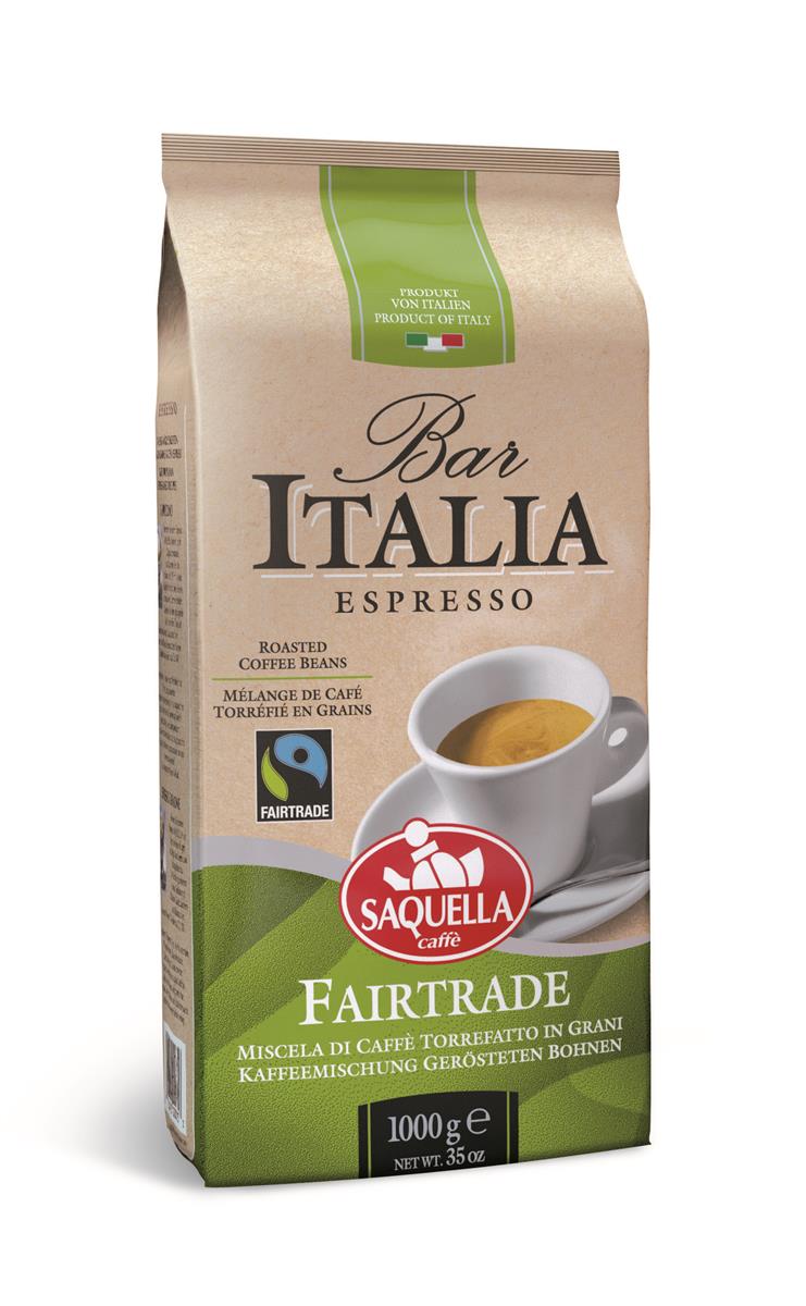 Saquella Fair Trade Espresso 1 kg ganze Bohne aromatisch stark Schokoladennote