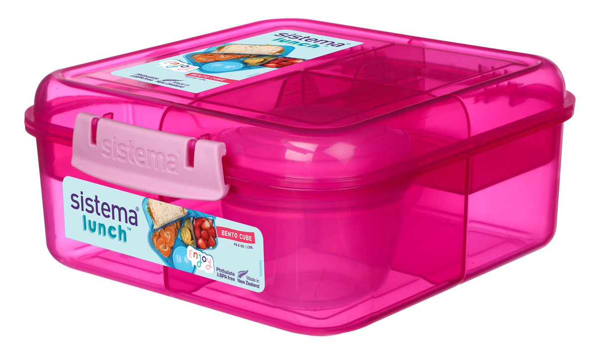 Sistema Bentobox 1,25 l mit Joghurtbehälter 2 Fächer mit entnehmbarem Einsatz 18,5 x 16,8 x 7,7 cm