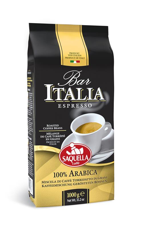 Saquella Espresso Bar Italia 100% Arabica dickflüssig und cremig 1 Kg ganze Bohne