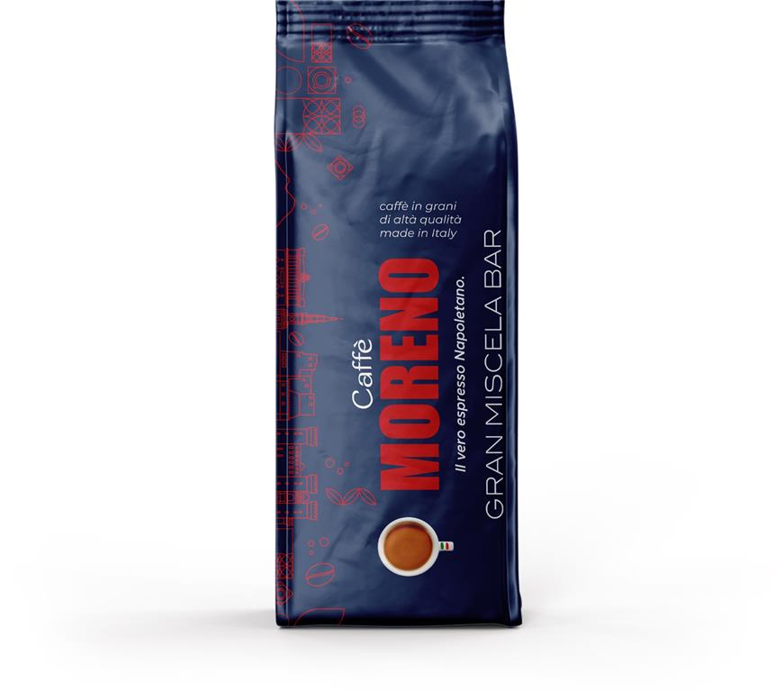 Moreno Espresso Gran Miscela Bar – Das Nonplusultra neapolitanischer Röstkunst - 1 Kg ganze Bohne