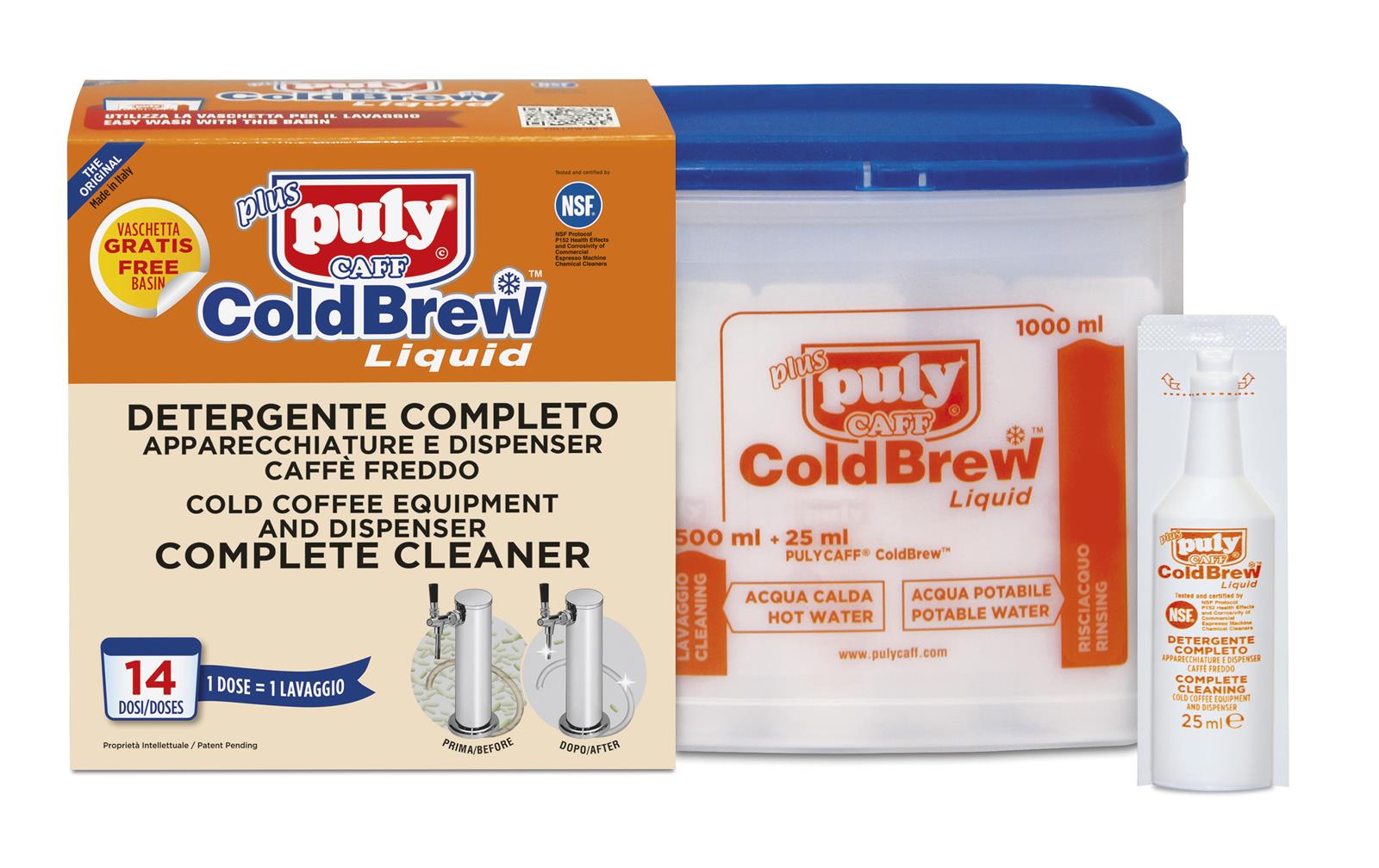 PULYCAFF ColdBrew Liquid 14 x 25 ml Entfernt unerwünschte Rückstände aus Behältern und Spendern.