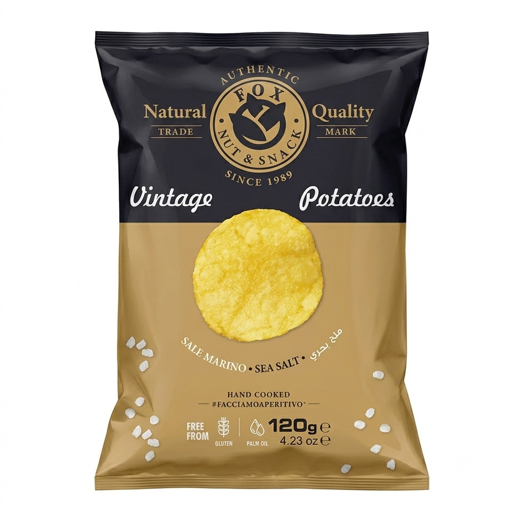 Fox Bar Italia Kartoffelchips mit Meersalz 120 g – Knusprige Premium Chips aus Italien