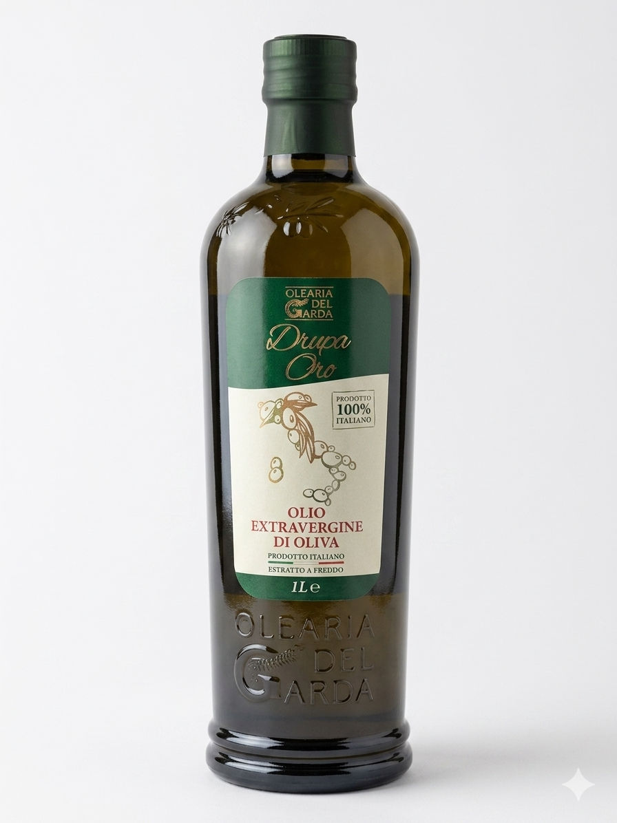 Drupa Oro Natives Olivenöl Extra 1L – 100% Italienisch, Kaltgepresst Olearia del Garda