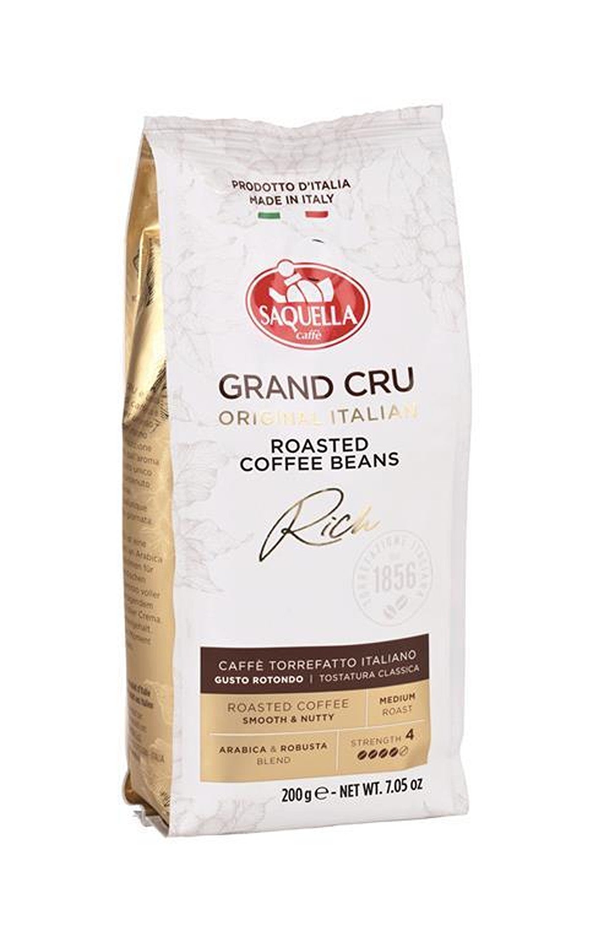 Saquella Espresso Grand Cru - 200 g Ganze Bohne- Premium Selection aus Arabica und Robusta
