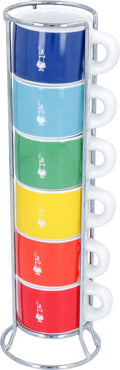 Original Bialetti Espresso Cup Set of 6 – Multicolor – Incl. Metal Cup Holder